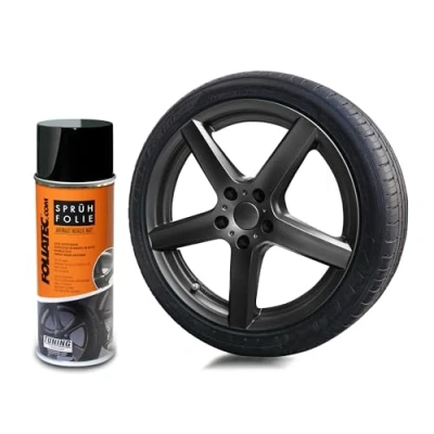 Abbildung von Foliatec Sprühfolie Auto Felgenfolie Sprüh Lack Spraydose Abziehbar, Gute Deckkraft, Gunmetal Anthrazit Metallic Matt, 1x 400 ml