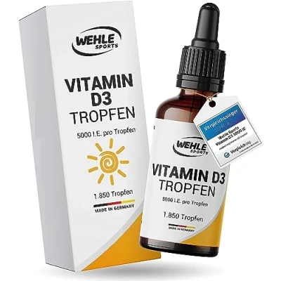 Abbildung von Vitamin D3 Laborgeprüfte 5000 IE pro Tropfen hochdosiert Vergleichs Sieger 2019 2021 Hoch bioverfügbares D flüssig 50ml (1850 Tropfen) mit MCT Öl aus Kokos