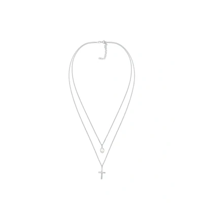 Abbildung von Elli Layer LOOK Cross Halskette, Damen, Größe: 40, Silber