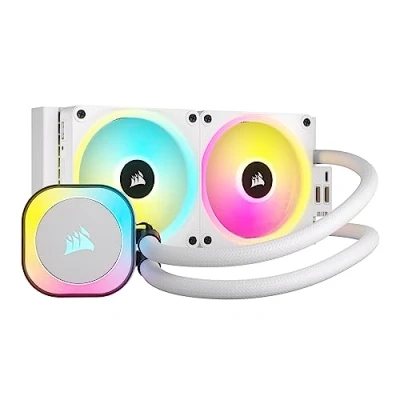 Abbildung von Corsair iCUE LINK H100i RGB Flüssig CPU Kühler 240mm AIO QX120 Lüfter Passend Für Intel® LGA 1700, AMD® AM5 System Hub Enthalten Weiß