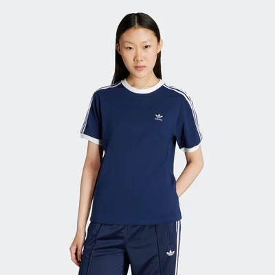 Abbildung von adidas Originals 3 Stripe Tshirt print, Damen, Größe: 30/32 (XS), Night indigo white