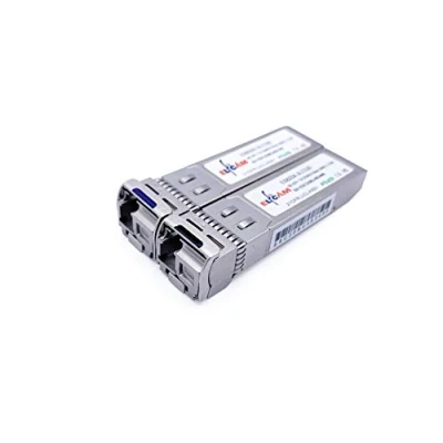 Abbildung von Elfcam® 2 Stück, 10G SFP+ Bidi Modul, TX1270nm / RX1330nm und TX1330nm RX1270nm, LWL Patchkabel LC Stecker Singlemode Simplex (9 /125um OS2), DDM, 20KM