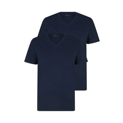Abbildung von TOM TAILOR Herren T Shirt mit V Ausschnitt im Doppelpack, 10302 Dark Blue, XL