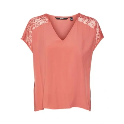 Abbildung von Vero Moda V Shirt »VMRUSK LACE NECK SS TOP WVN GA«