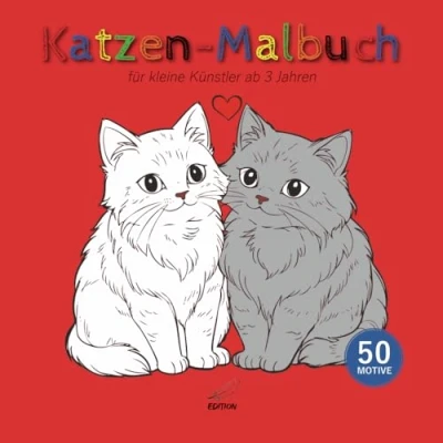 Abbildung von Katzen Malbuch für kleine Künstler ab 3 Jahren: 50 Motive zum Ausmalen mit niedlichen