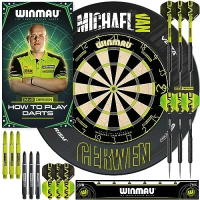 Abbildung von WINMAU Michael Van Gerwen MvG Umrandungs Set inklusive Dartboard, Umrandung, Darts und Zubehör