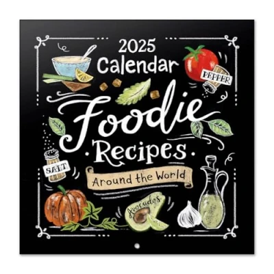Abbildung von Kalender 2025 Wandkalender Grupo Erik Foodie Familienplaner 30 x cm 12 Monate + Letzten 4 2023 auf einer Seite