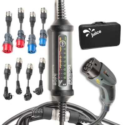Abbildung von Juice Booster 2 Europe Set, Mobile Wallbox 22kW Installationsfrei, Ladegerät für BEV mit Typ2 Ladekabel E Auto, Superleicht &amp; Flexibel, IP67 Wasserdicht, Inkl. CEE Stecker + Alle EU Adapter