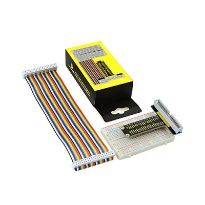 Abbildung von KEYESTUDIO Raspberry Pi GPIO Kabel Erweiterungsplatine, Lötfreie Steckplatine mit 400 Verknüpfungspunkten, 40 poliges Jumper Flachbandkabel für 4/3/ 2/1/Zero/B B+ A A+