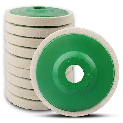 Abbildung von ATOPLEE Verdickt 12mm Wolle Polierscheibe, 10 Stück 115mm DIA Polierscheibe für Winkelschleifer, Filz Metall, Marmor, Holz （Lochdurchmesser:22mm, Dicke:12mm）