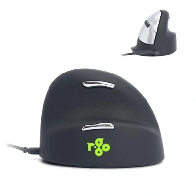 Abbildung von R Go HE Ergonomische Maus, für große Hand, Mit Break Software, Stilles Klicken, (USB C Kabelkabelgebunden + USB A Konverter), 2400DPI, 5 Tasten, Vertikale Ergo Maus Windows/MacOS/Linux (RGOHELA)