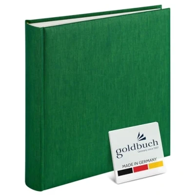 Abbildung von goldbuch 31806 Fotoalbum Summertime Trend, 30 x 31 cm, Fotobuch mit 100 weiße Seiten &amp; Pergamin Trennblättern, Foto Album aus Leinen, Erinnerungsalbum, Dunkelgrün