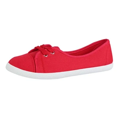 Abbildung von Elara Damen Ballerinas Sneaker Schnürer Chunkyrayan 1413 Red 37