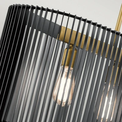 Abbildung von Elstead Lighting QN Linara ISLE BK QUINTIESSE Kronleuchter E27 5x40W Stahl, Messing schwarz; L:30.5cm H:31.8cm B:101.6cm dimmbar