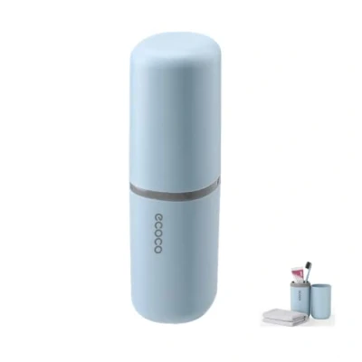 Abbildung von Meiyijia Reise Wasser Becher Set,Zahnbürstenhalter für Zahnbürsten und Zahnpasta,Zahnputzbecher, Geeignet Camping Reisen, Geschäftsreisen, blau