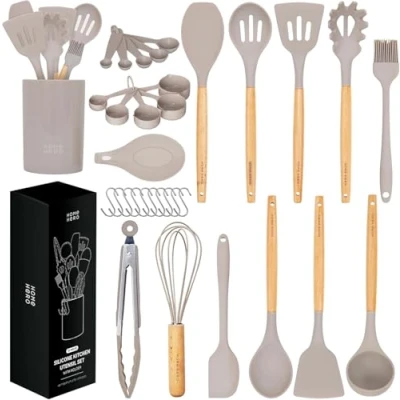 Abbildung von Kitchen Utensils Set, Cooking Non Stick Heat Resistant Utensil Spatula, Spoon Gadgets (33 tlg Silikon Set)