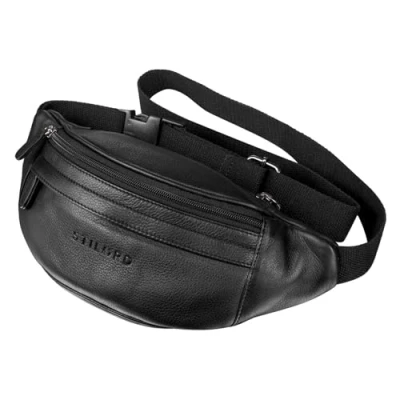 Abbildung von STILORD &#039;Terry&#039; Bauch Tasche Leder Vintage Hüfttasche für Herren Damen Belt Bag Jogging Festival Urlaub Handy Gürteltasche Umschnalltasche Echtleder, Farbe:schwarz