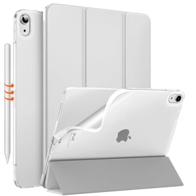 Abbildung von MoKo für iPad Air 6. Generation 11 Zoll Hülle M2 2024/iPad 5./4. Gen 2022/2020, Transluzent Matt Weich TPU Rückseite Hülle, Unterstützt Pencil Pro/2/USB C, Silber