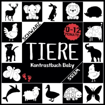 Abbildung von Kontrastbuch Baby: Tiere Erste Einfache Schwarz Weiss Bilder Für Die Visuelle Entwicklung Von Babys Montessori Buch Säuglinge Ab 0 12 Monaten