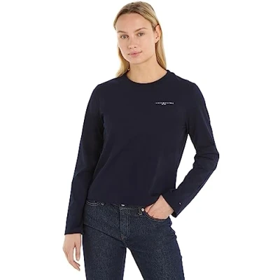 Abbildung von Tommy Hilfiger 1985 MINI LOGO Langarmshirt, Damen, Größe: XXS, Desert sky