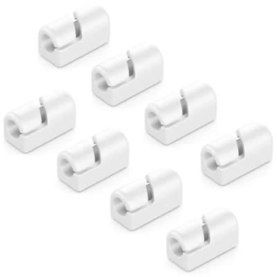 Abbildung von deleyCON 8 Stück Kabelhalter Selbstklebend Kabelklemmen Kabelmanagement Kabelclips Kabelführung Kabel Organizer Kabelhalterung Kabelbefestigung Haushalt Büro Schreibtisch Sockelleiste Silikon Weiß