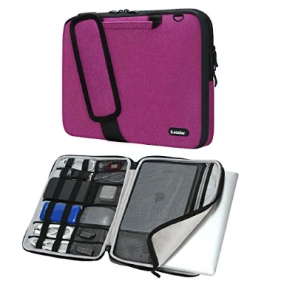 Abbildung von iCozzier 13 13,3 Laptoptasche mit Tragegriff und Schulterriemen,Organizer für elektronisches Zubehör,Aktentasche Schultertasche, Rosa