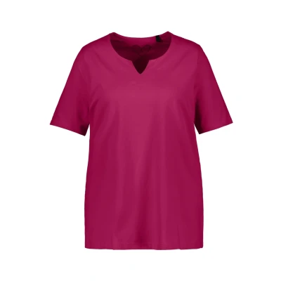 Abbildung von Ulla Popken Damen, A Linie, Tunika Ausschnitt, Halbarm T Shirt, Magnolienrot, 58 60
