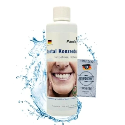 Abbildung von Dental Konzentrat Ultraschallreiniger Entfernung von Belägen und Verfärbungen für Gebisse, Prothesen, Zahnersatz &amp; Zahnspangen (250 ml)