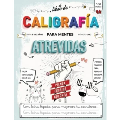 Abbildung von Libro de Caligrafia para Mentes Atrevidas: Cuaderno Niños 8 a 10 Años y Adultos Mejorar la Letra Ligada Practicar Escritura Cursiva con Pauta Montessori