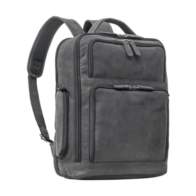 Abbildung von STILORD &#039;Jayden&#039; Business Rucksack Herren Leder Groß Vintage mit Laptopfach 15 Zoll DIN A4 Tagesrucksack Echtleder ideal als Arbeitsrucksack Unirucksack Laptoprucksack, Farbe:anthrazit