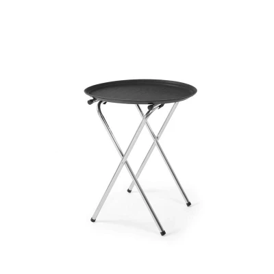Abbildung von HENDI Tablettständer einklappbar 52 x 41 80 cm Edelstahl Ständer schwarze Haltegurte für Serviertabletts, Gastro Tablett