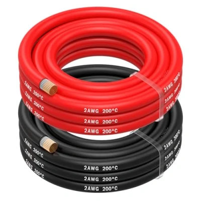 Abbildung von MMOBIEL 2 AWG Silikon Elektronik Kabel Gauge (33,6mm²) Verzinnte Kupferkabel Separate Rot &amp; Schwarz Jede 2,5m / 8.2ft für Kühlschränke, Klimaanlagen, Autobatterien, Schweißbatterien