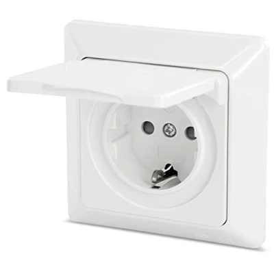 Abbildung von Unterputz Steckdose IP44, All in One, Serie P1 cremeweiß