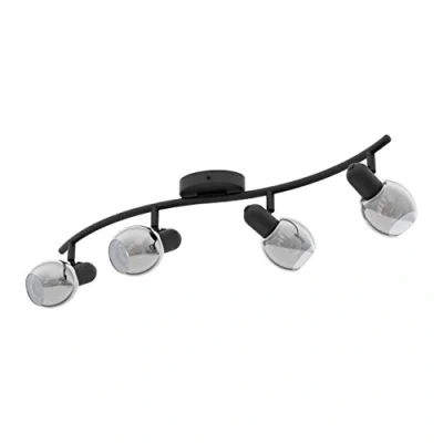 Abbildung von Eglo 98626 Spotleuchte POLLICA Rauchglas schwarz transparent E14 4X28W L:64cm B:22cm dimmbar
