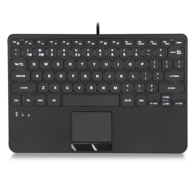 Abbildung von Perixx PERIBOARD 425 Kabelgebundene Mini USB Tastatur Mit Touchpad, X Typ Scherentasten, Weiße Hintergrundbeleuchtung, 2 Hubs, Kompakt, US Englisch