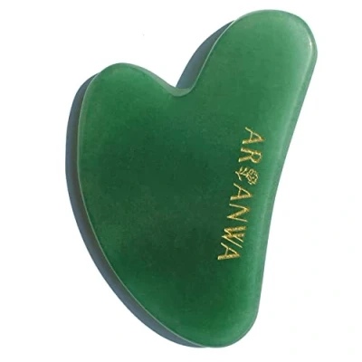 Abbildung von Premium Gua Sha Stein Mit Samtbeutel &amp; E BOOK für Face Yoga Effektiv Hochwertig, Massagestein Jade