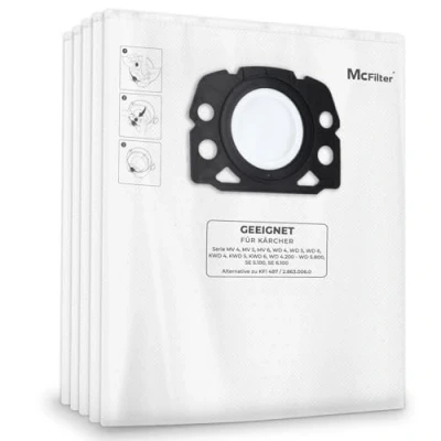 Abbildung von McFilter 10 Staubsaugerbeutel geeignet für Kärcher WD4, WD5, WD6, MV4, MV5, MV6, Alternative KFI 487 2.863 006.0 Vliesfilterbeutel Mehrzwecksauger Beutel Typ KA 33