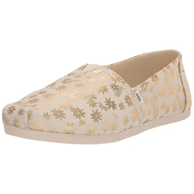 Abbildung von TOMS Damen Alpargata Print Flacher Slipper, Natural Golden, 35.5 EU