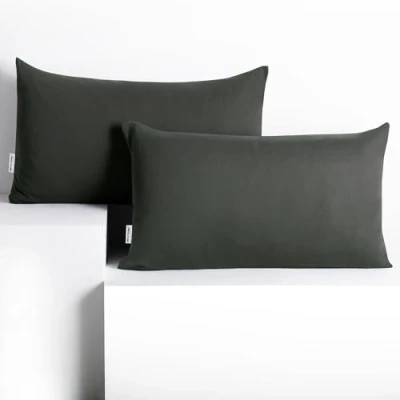 Abbildung von DecoKing 2 Kissenbezüge 50x60 cm Jersey Baumwolle Reißverschluss Grafit Anthrazite grau Amber