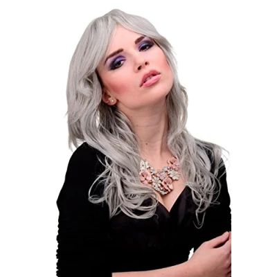 Abbildung von WIG ME UP 9669 51 Damen Perücke wellig lockig Pony Scheitel Grau ca. 55cm