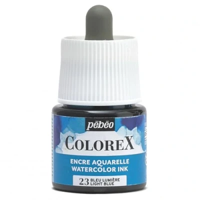Abbildung von Pébéo Colorex Tinte, 45 ml, Hellblau Tinte Aquarell Pebeo blau für Zeichnung mit mehreren Werkzeugen,