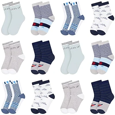 Abbildung von Libella 12er Kinder Jungen Socken mit Streifen und Fahrrad Muster Kids Füßlinge Sneakersocken bunt 2802 27 30