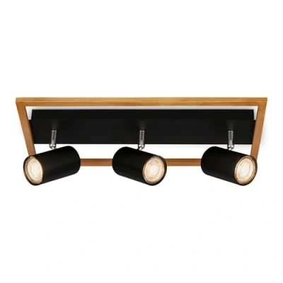 Abbildung von BRILONER Deckenlampe, Deckenleuchte, Lampe, Holzrahmen, Schwenkbar, Wohnzimmerlampe, Schlafzimmerlampe, Küchenlampe, Schwarz Holz