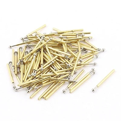 Abbildung von sourcing map 100Pcs P75 E2 1,3mm Durchmesser 17mm Länge Konvexe Spitze Metallfederprüfstift