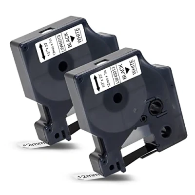 Abbildung von Labelwell 2X Kompatibel Dymo Schriftband Ersatz für D1 12mm 45013 45013s S0720530 Schwarz auf Weiß LabelManager 160 210D 360D 280 420P 500TS Labelpoint 100 250 150 Labelwriter 450 Duo