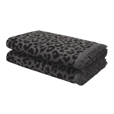 Abbildung von OTTO home Strandtuch "Tiffani, Leopardenmuster, Premium Strandtücher 2-tlg, 500 gr/m²" 90x180 cm, Animal Print, Leo, modern, mit Fransen