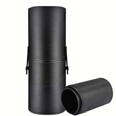 Abbildung von Make up Pinsel Halter PU Leder Kosmetik Organizer Travel Cup Tasche Schwarz