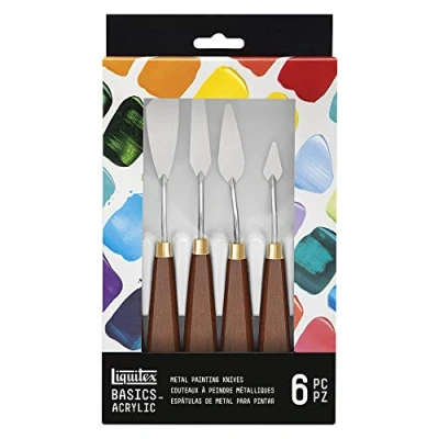 Abbildung von Liquitex 3699372 Basics Malmesser Set mit rostfreier elastischer Metallklinge für Acrylfarben oder Ölfarben im 6 Palettenmesser
