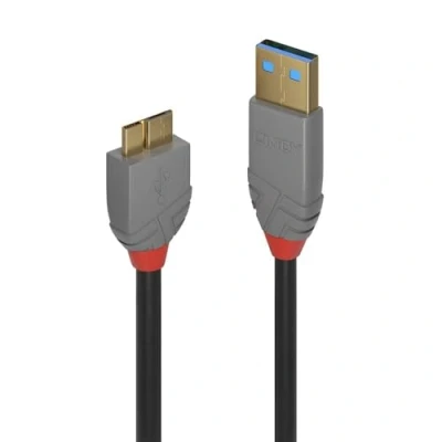 Abbildung von LINDY 36768 3m USB 3.0 Typ A an Micro B Kabel, Anthra Line