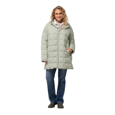 Abbildung von Ulla Popken Damen Hyprar Steppjacke: Spezialistin, nur wasserabweisend Jacken, Stein, 52 54